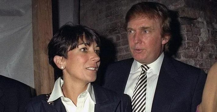 O presidente Donald Trump e a cúmplice de Epstein Ghislaine Maxwell