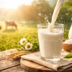 O consumo de leite de vaca fortalece os ossos e os dentes, além de ser uma fonte rica de proteínas, cálcio e potássio | Foto: Divulgação/Oeste | Imagem criada com o auxílio de inteligência artificial