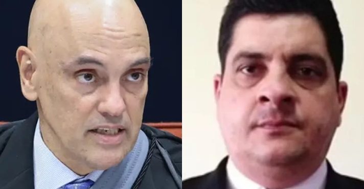 O ministro do STF Alexandre de Moraes e o coronel da reserva do Exército Marcelo Câmara | Foto: Montagem sobre reprodução/STF