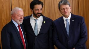 Ricardo Nunes, Tarcísio de Freitas e o Presidente Luiz Inácio Lula da Silva