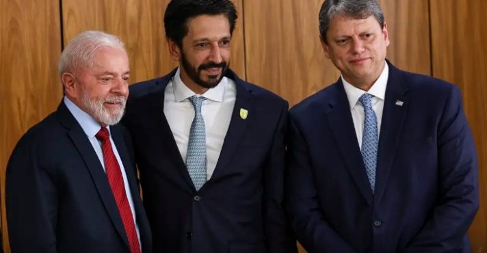 Ricardo Nunes, Tarcísio de Freitas e o Presidente Luiz Inácio Lula da Silva
