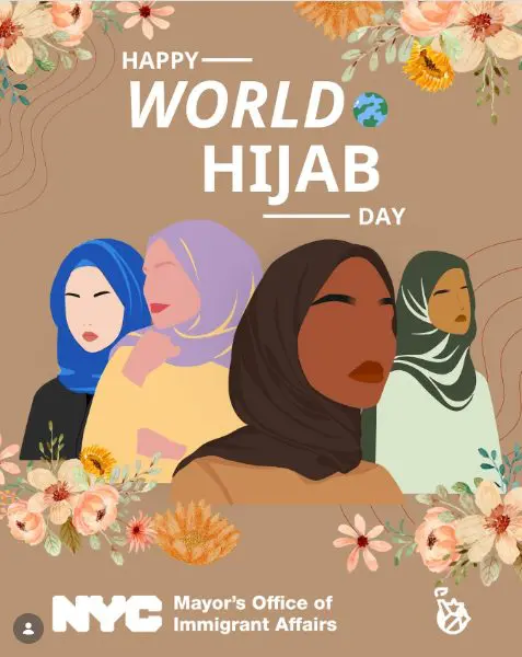 Postagem realizada pela Prefeitura de Nova York sobre o Dia Mundial do Hijab