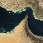 O estreito de Ormuz visto do espaço EUA - Estados Unidos - Irã