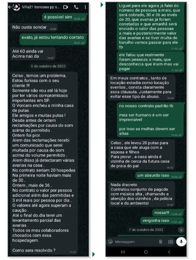 Troca de mensagens entre Sandra Habib e o corretor