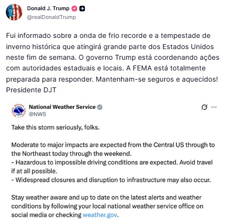 Post de Trump em 26/01/21026 | Foto: Reprodução/Truth Social