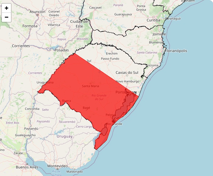 Alerta vermelho para chuvas intensas no Rio Grande do Sul | Foto: Reprodução/Inmet