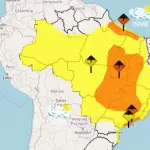 Inmet alerta para chuvas intensas em quase todo o país nesta segunda-feira, 23/2/2026 | Foto: Reprodução/Inmet