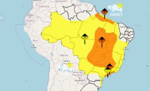 Inmet alerta para chuvas intensas em quase todo o país nesta segunda-feira, 23/2/2026 | Foto: Reprodução/Inmet