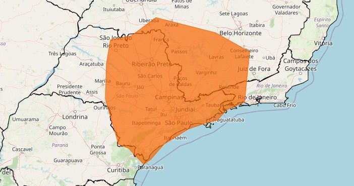 Alerta do Inmet atinge os Estados de São Paulo, Paraná, Rio de Janeiro e Minas Gerais - 18/02/2026 | Foto: Reprodução/Inmet