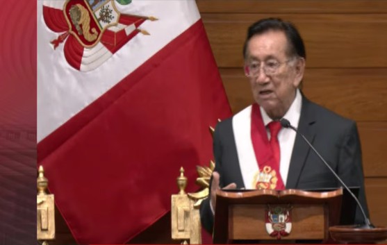 José María Balcázar Zelada discursa depois da eleição - 18/02/2026 | Foto: Reprodução/Congresso do Peru