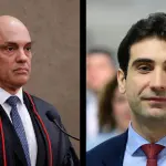 À esquerda, o ministro do STF Alexandre de Moraes; à direita, o presidente do Banco Central, Gabriel Galípolo