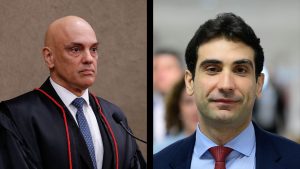 À esquerda, o ministro do STF Alexandre de Moraes; à direita, o presidente do Banco Central, Gabriel Galípolo