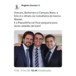 Imagem publicada por deputado do PT mostra Bolsonaro ao lado de Vorcaro e Campos Neto | Foto: Reprodução/Redes sociais