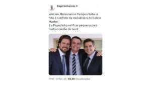 Imagem publicada por deputado do PT mostra Bolsonaro ao lado de Vorcaro e Campos Neto | Foto: Reprodução/Redes sociais