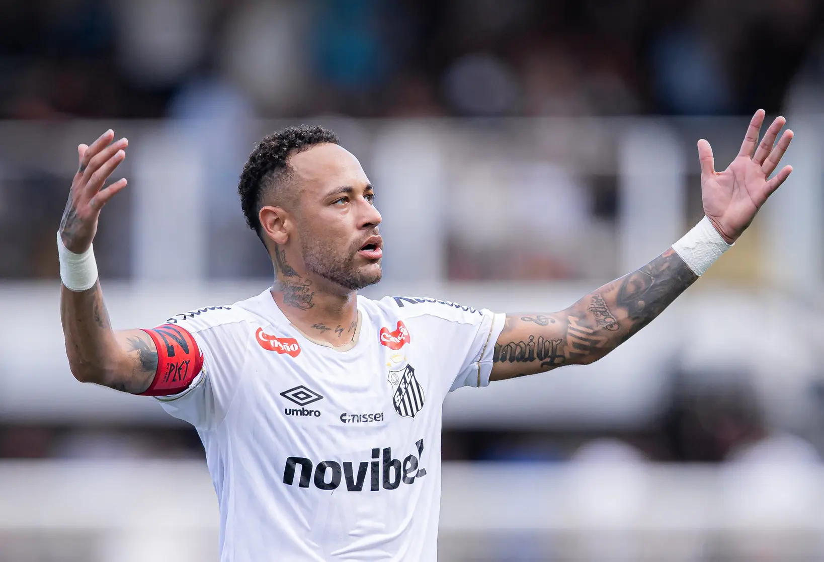 Neymar, em partida entre Santos e Corinthians na Vila Belmiro, em 15/03/2026