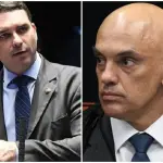 O senador Flávio Bolsonaro e o ministro do STF Alexandre de Moraes | Foto: Montagem sobre reprodução/X