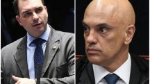 O senador Flávio Bolsonaro e o ministro do STF Alexandre de Moraes | Foto: Montagem sobre reprodução/X