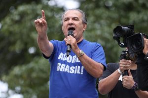 O pastor Silas Malafaia participa do protesto organizado pela direita, com o slogan “Acorda, Brasil” - 1º/3/2026 | Foto: Marina Uezima/Reuters