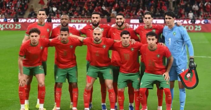 A Seleção de Marrocos, que perdeu o jogo mas foi declarada campeã | Foto: Reprodução/X