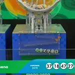 Seis dezenas sorteadas nesta terça-feira, 3, em São Paulo, no concurso 2979 da Mega-sena | Foto: Reprodução/YouTube