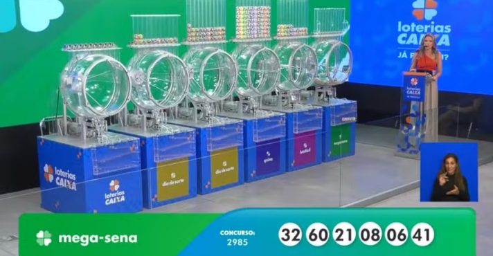 As seis dezenas do concurso 2985 da Mega-Sena | Foto: Reprodução/YouTube