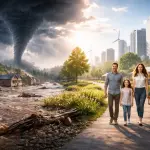 Os alardes em voga dizem que as 'mudanças climáticas' têm aumentado diversos tipos de desastres | Foto: Divulgação/Oeste | Imagem criada com o auxílio de inteligência artificial