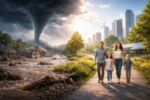 Os alardes em voga dizem que as 'mudanças climáticas' têm aumentado diversos tipos de desastres | Foto: Divulgação/Oeste | Imagem criada com o auxílio de inteligência artificial