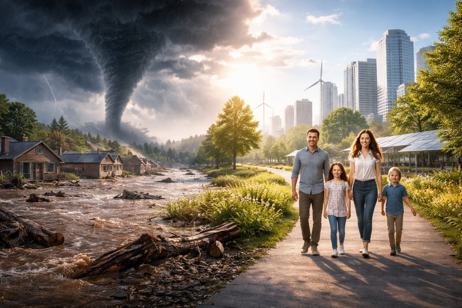 Os alardes em voga dizem que as 'mudanças climáticas' têm aumentado diversos tipos de desastres | Foto: Divulgação/Oeste | Imagem criada com o auxílio de inteligência artificial