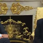 O chanceler alemão, Friedrich Merz (esq.), e o presidente dos EUA, Donald Trump (dir.), em encontro na Casa Branca