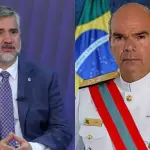 O deputado petista Paulo Pimenta e o comandante da Marinha, almirante Marcos Sampaio Olsen | Foto: Montagem sobre reprodução/Agência Brasil