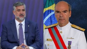 O deputado petista Paulo Pimenta e o comandante da Marinha, almirante Marcos Sampaio Olsen | Foto: Montagem sobre reprodução/Agência Brasil