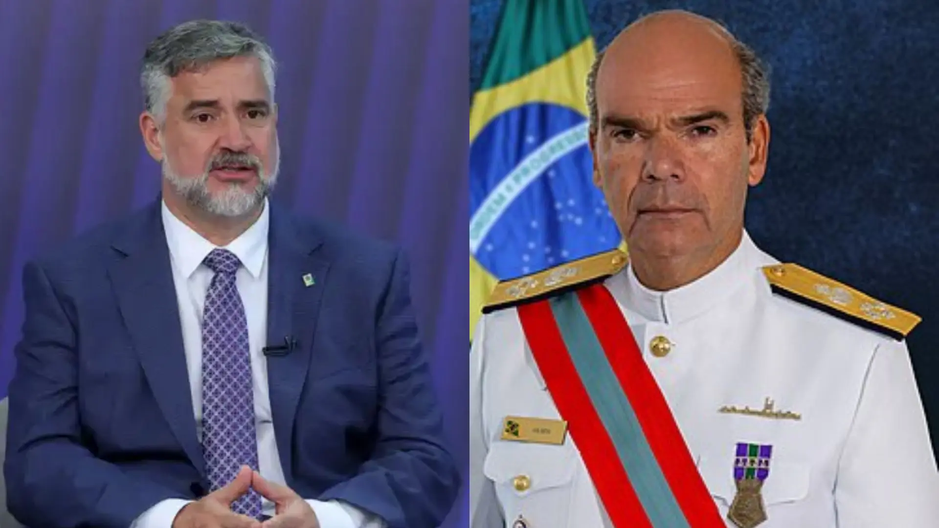 O deputado petista Paulo Pimenta e o comandante da Marinha, almirante Marcos Sampaio Olsen | Foto: Montagem sobre reprodução/Agência Brasil