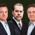 O ministro Dias Toffoli entre os irmãos Batista | Foto: Montagem sobre reprodução/X