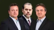 O ministro Dias Toffoli entre os irmãos Batista | Foto: Montagem sobre reprodução/X