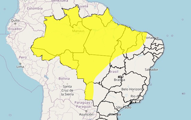 alerta amarelo chuvas intensas - norte e mais