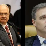 À esquerda, Edson Fachin; à direita, André Mendonça, ministros do STF
