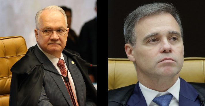 À esquerda, Edson Fachin; à direita, André Mendonça, ministros do STF