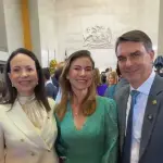 A líder da oposição a Maduro, María Corina, Fernada Bolsonaro e senador Flávio Bolsonaro | Foto: Reprodução/X
