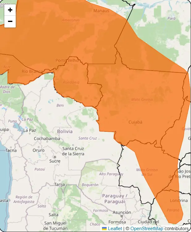 Mapa mostra extensão do alerta laranja do Inmet | Foto: Reprodução/Inmet