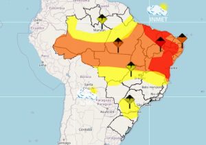 Mapa mostra locais alertas do Inmet para esta segunda-feira, 2/3/2026 | Foto: Reprodução/Inmet