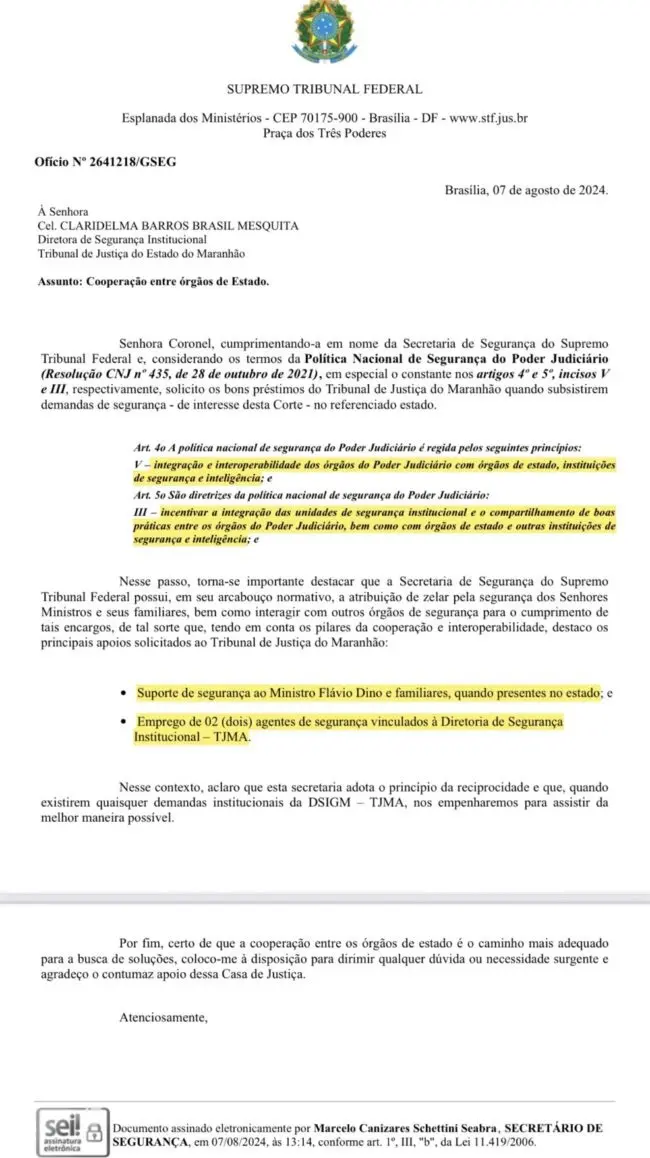 oficio do stf - dino do maranhão