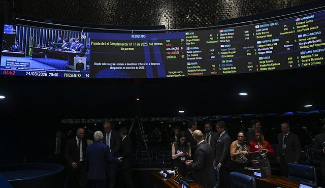 Placar da votação do PL 896/2023 no Senado | Foto: Carlos Moura/Agência Senado