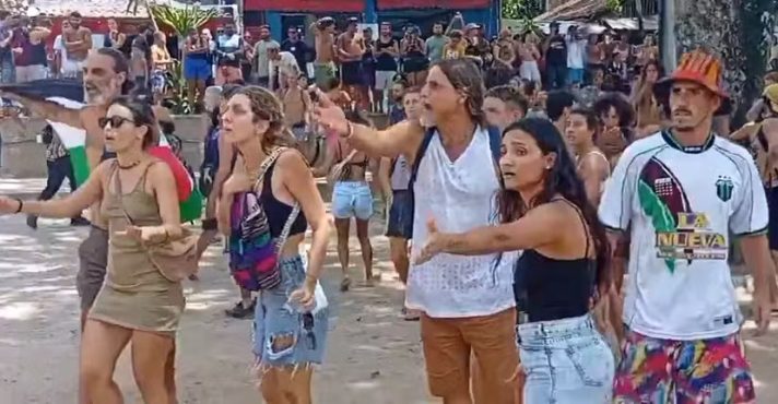 Momento de embate entre militantes de esquerda e israelenses na Bahia | Foto: Reprodução/Redes sociais