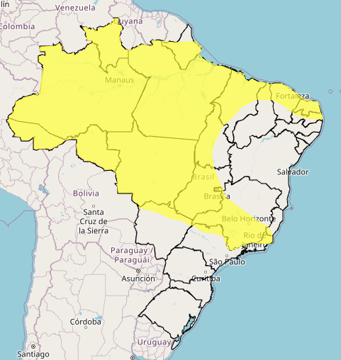 Alerta amarelo do Inmet | Imagem: Divulgação/ Inmet