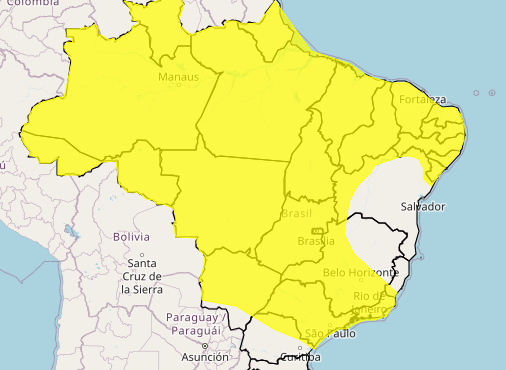 Alerta de chuvas intensas atinge grande parte do Brasil, aponta INMET