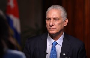 O ditador cubano Miguel Díaz-Canel, em entrevista à imprensa dos EUA | Foto: Reprodução/X/@DiazCanelB
