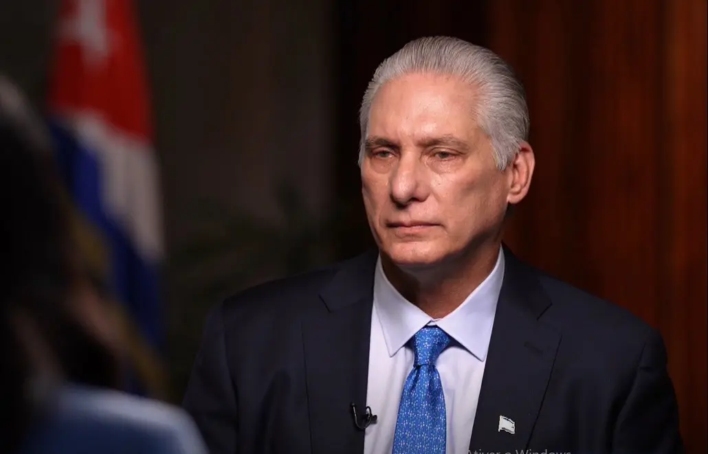 O ditador cubano Miguel Díaz-Canel, em entrevista à imprensa dos EUA | Foto: Reprodução/X/@DiazCanelB