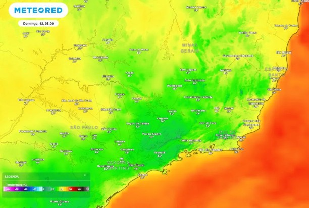 O avanço da massa de ar frio pelo Sul e Sudeste do país