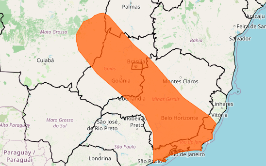 Inmet emite alerta laranja centro oeste e sudeste
