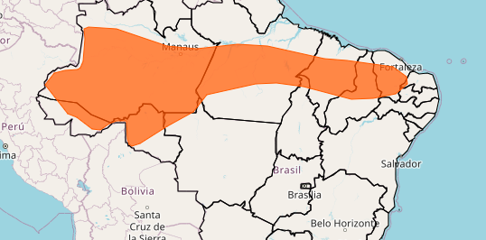 Inmet emite alerta laranja norte nordeste
